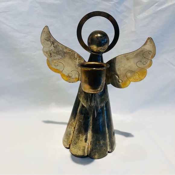 Vintage Silver plated ANGEL CANDLESTICK HOLDER /Tree Topper Christmas Decoration - Picture 2 of 7